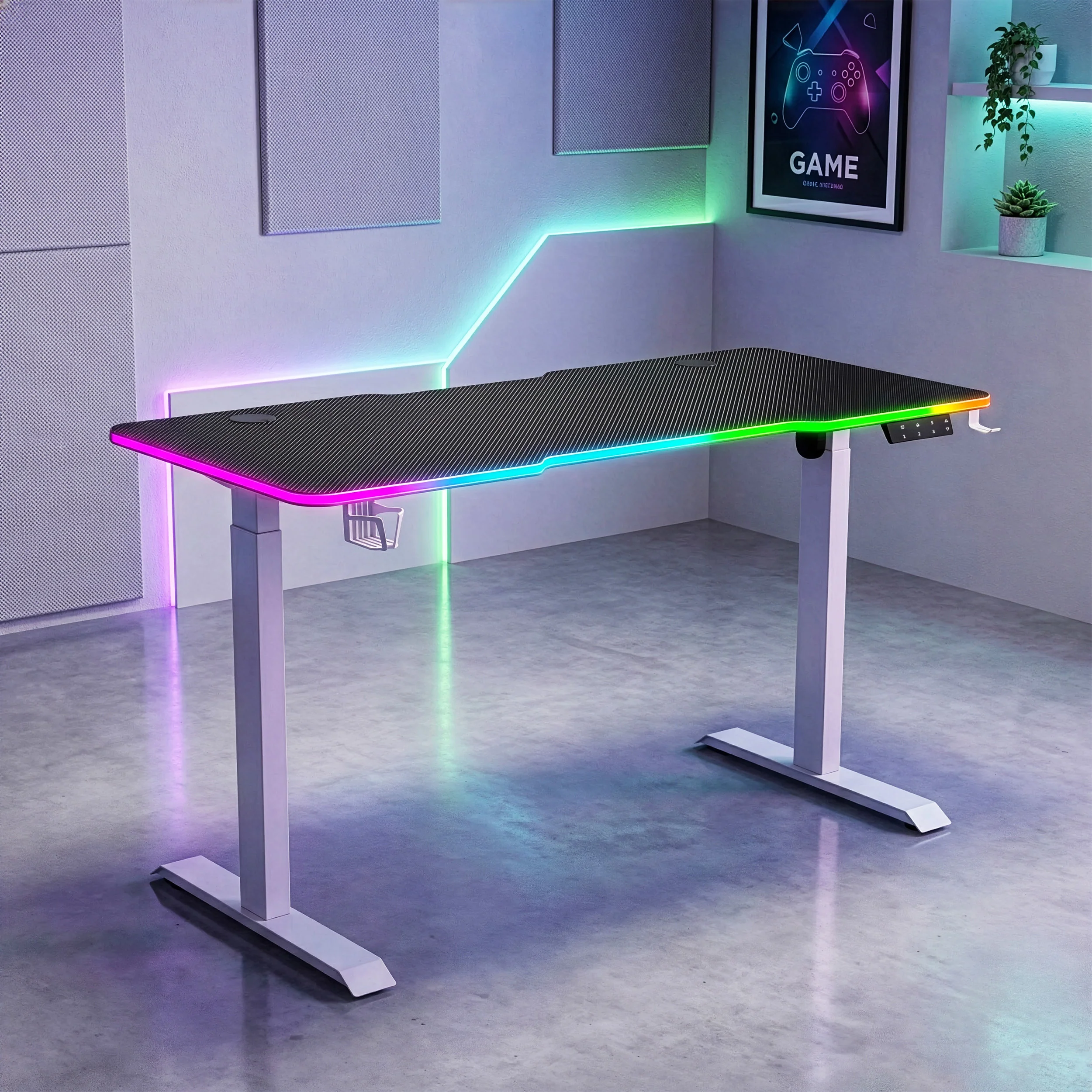 G-Flex RGB Aydınlatmalı Elektrikli Yükseklik Ayarlı Oyuncu Masası - Image 11